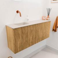Toiletmeubel Mondiaz Joya Dlux | 101.6 cm | Meubelkleur Oak | Faye wastafel Meli Wasbak Links | Zonder kraangat(en)