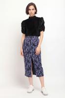Gebreide midi-rok met print - BLUE - M