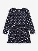 Kinderjurk met stippen en lange mouwen van fleece PETIT BATEAU marineblauw