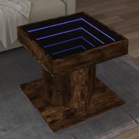 Salontafel met LED 50x50x45 cm bewerkt hout gerookt eikenkleur - thumbnail