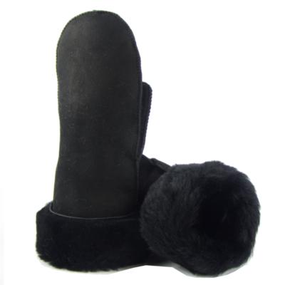 Bernardino Lammy wanten - suede - zwart - voor volwassenen - Handschoenen schapenwol