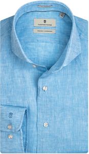Thomas Maine Heren Overhemd Blauw Linnen Cutaway Tailored Fit