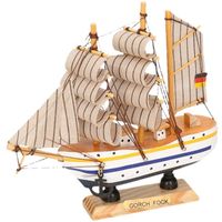 Houten schaalmodel schip Gorch Fock 16 cm met 3 masten   - - thumbnail