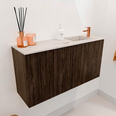 Toiletmeubel Mondiaz Joya Dlux | 80 cm | Meubelkleur Walnut | Faye wastafel Nata Wasbak Rechts | 1 kraangat