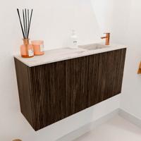 Toiletmeubel Mondiaz Joya Dlux | 80 cm | Meubelkleur Walnut | Faye wastafel Nata Wasbak Rechts | 1 kraangat Toiletmeubel Mondiaz Joya Dlux | 80 cm | Meubelkleur Walnut | Faye wastafel Nata Wasbak Rechts | 1 kraangat