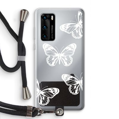White butterfly: Huawei P40 Transparant Hoesje met koord