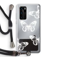 White butterfly: Huawei P40 Transparant Hoesje met koord