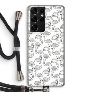 Zwanen: Samsung Galaxy S21 Ultra Transparant Hoesje met koord