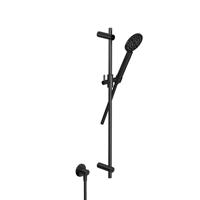 Hotbath COBBER Glijstang 90 cm met wandaansluitbocht, doucheslang 1,5 mtr en handdouche Gepolijst Zwart PVD (M308PBP)