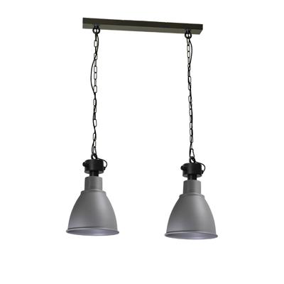 Masterlight Stoere eettafel hanglampIndustria 2x27 Bud 2-lichts zwart met betongrijs - 2007-00-00-EH-K-70-2