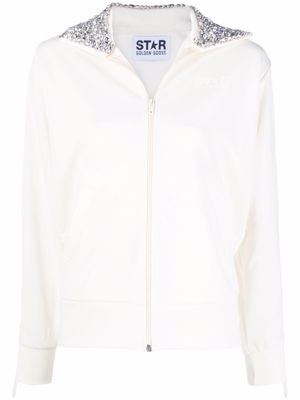 Golden Goose sweat zippé à ornements en cristal - Blanc