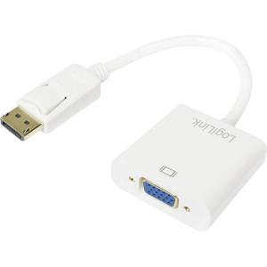 LogiLink CV0059B Adapter [1x DisplayPort stekker - 1x VGA-bus] Wit 15.00 cm