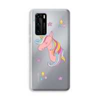 Roze eenhoorn: Huawei P40 Transparant Hoesje