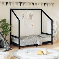 Kinderbedframe 80x160 cm massief grenenhout zwart - thumbnail