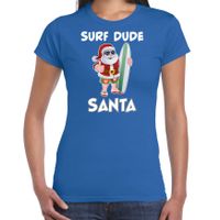 Surf dude Santa fun Kerstshirt / outfit blauw voor dames