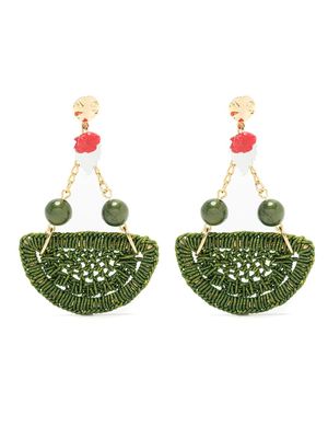 Amir Slama boucles d'oreilles à broderies - Vert