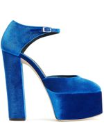 Giuseppe Zanotti sandales Betty en velours à plateforme - Bleu - thumbnail