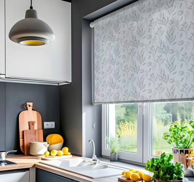 Grijs bloemmotief raambekleding Scandinavisch