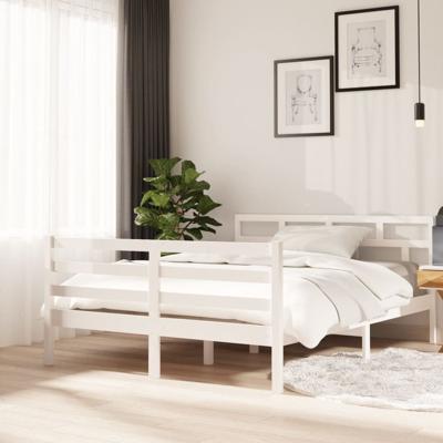 Bedframe massief grenenhout wit 140x190 cm