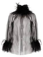 STYLAND blouse ornée de plumes à effet de transparence - Noir