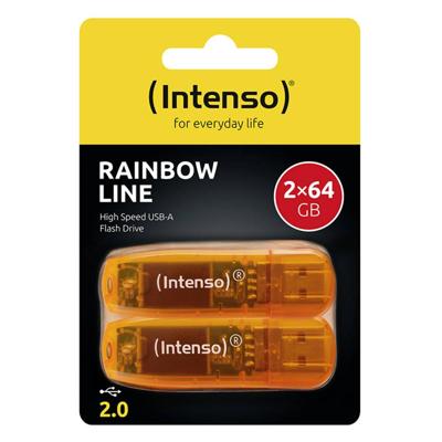 Intenso 64GB Rainbow Line double pack USB-stick Retail 64 GB Oranje 3502492 USB-A