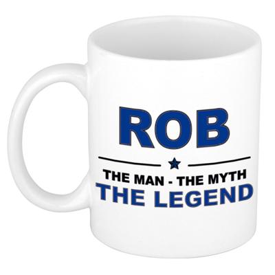 Rob cadeau mok - man myth legend - naam koffiemok / beker - wit en blauw - 300 ml Rob cadeau mok - man myth legend - naam koffiemok / beker - wit en blauw - 300 ml