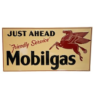 Mobilgas Friendly Service Stalen Bord Met Relief - 60 x 30cm