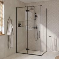 Saqu Grace douchecabine met draaideur links incl. antikalk 120x90x210cm mat zwart