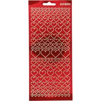 Stickers, harten, vel 10x23 cm, transparant rood, 1 vel