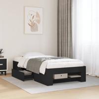 Bedframe bewerkt hout zwart 75x190 cm