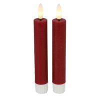 Led dinerkaarsen - 2x st- rood -H15cm - afstandsbediening-timer-dimmer - thumbnail