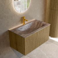Badmeubel Mondiaz Kurve-Dlux | 80 cm | Meubelkleur Dusk | Wastafelkleur Oza | Solid surface | Wasbak midden spoelbak | 1 kraangat