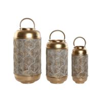 Set van placemats Home ESPRIT Wit Gouden Metaal 25 x 25 x 49 cm