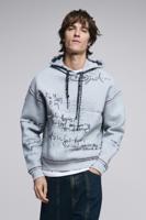 Sweatshirt met lettering en capuchon - BLACK - L