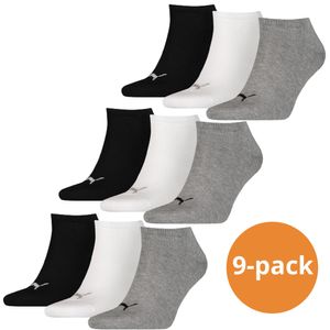 Puma Sneakersokken Plain 9-pack Zwart / Wit / Grijs-47/49