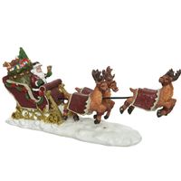 Lumineo kerstdorp figuurtje - kerstman in slee - 19 cm - polyresin - thumbnail