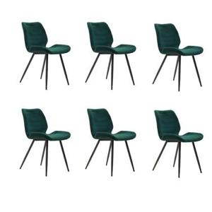 Bronx71 Velvet eetkamerstoel Toby donkergroen - Eetkamerstoelen set