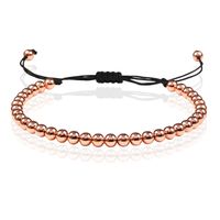 Macrame Armband Dames - 5mm Rose gouden Kralen Macrame Armband Dames - 5mm Rose gouden Kralen