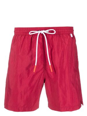 Isaia short de bain à lien de resserrage contrastant - Rouge