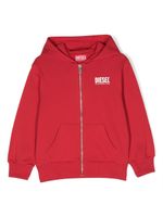 Diesel Kids hoodie zippé à logo imprimé - Rouge