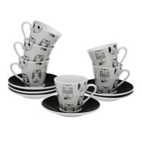 Set van 6 kopjes met schotel Versa Porselein Kat