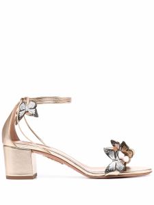 Aquazzura sandales en cuir Papillon à effet métallisé - Or