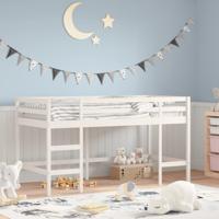 Kinderhoogslaper met ladder 90x190 cm massief grenenhout wit - thumbnail