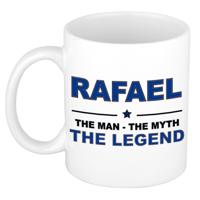 Rafael cadeau mok - man myth legend - naam koffiemok / beker - wit en blauw - 300 ml