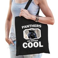 Katoenen tasje panthers are serious cool zwart - panters/ zwarte panter cadeau tas - thumbnail