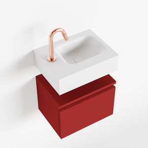 Toiletmeubel Mondiaz Andor | 40 cm | Meubelkleur Fire | Lex vrijhangend wastafel Talc Rechts | 1 kraangat
