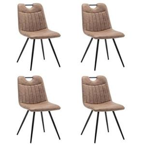 Furnihaus Eetkamerstoel Leon Microvezel Taupe Set van 4