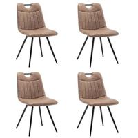 Furnihaus Eetkamerstoel Leon Microvezel Taupe Set van 4