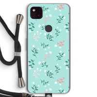Small white flowers: Pixel 4a 5G Transparant Hoesje met koord