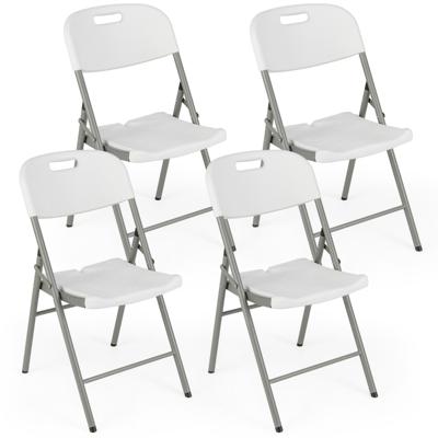 Klapstoelen Set van 4 Gaststoelen met Metalen Frame en Handgreep voor Feestjes Bruiloften 160 kg Draagvermogen Wit